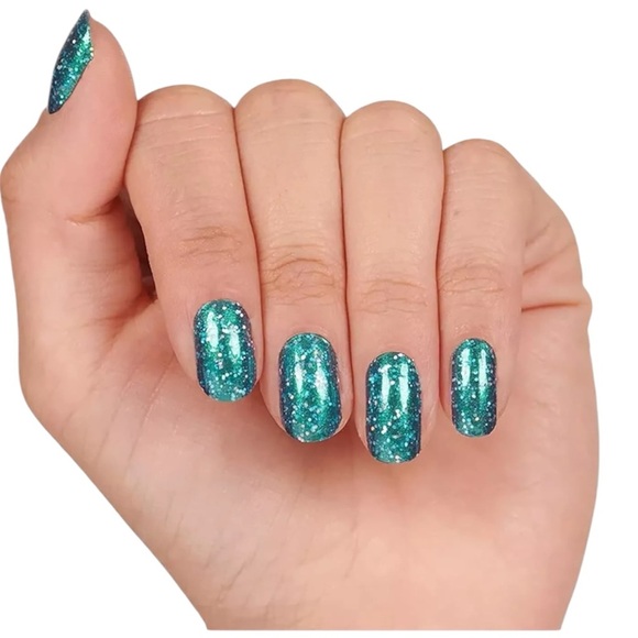 Color Street “Teal We Meet Again”, Sparkling Teal Glitter Nail Strips - Picture 1 of 4